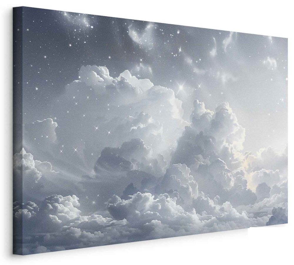 Leinwandbild - Astral Calm: Stars Scattered Over Delicate Clouds