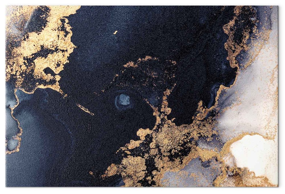 Leinwandbild - Marble and navy blue – abstract textured pattern inspired by the starry sky