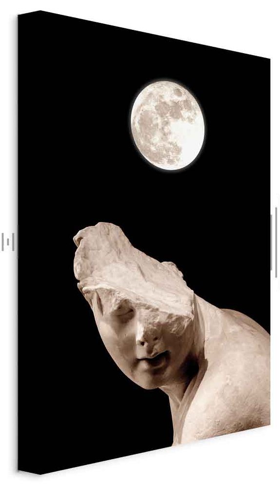 Leinwandbild - Moon and Statue (1 Part) Vertical