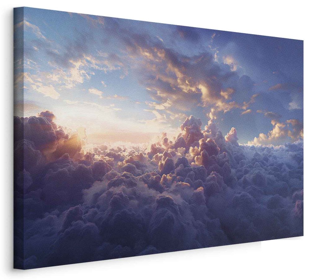 Leinwandbild - The Sun in Hiding: The Golden Face of the Sky Over a Cloudy Sea