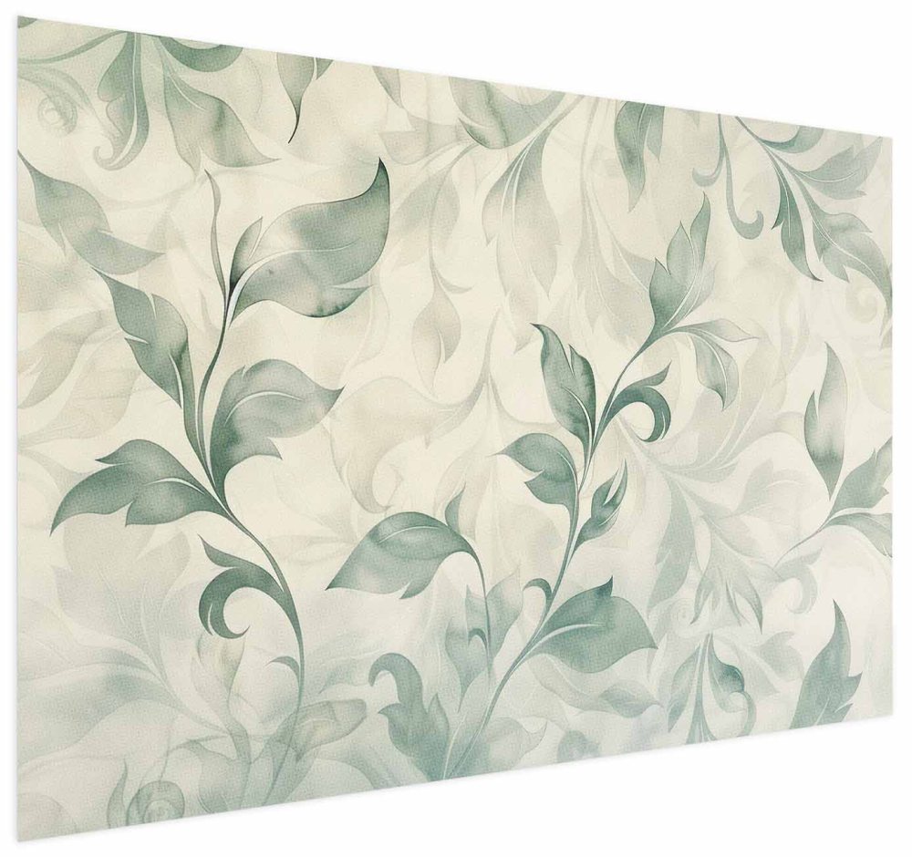 Poster - Watercolor Green-Beige Leaves