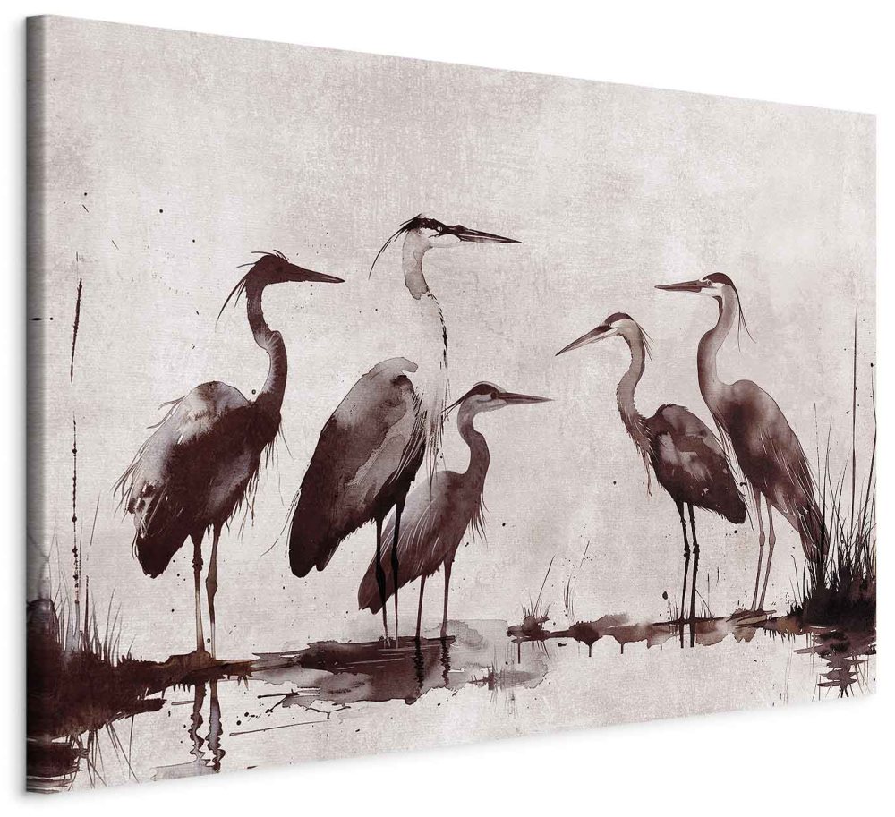 Wandbild XXL - Herons painted with ink