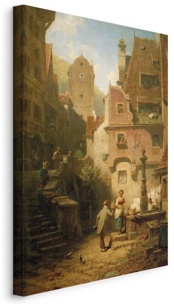 Leinwandbild - Carl Spitzweg – Well-Wisher Presenting Flowers