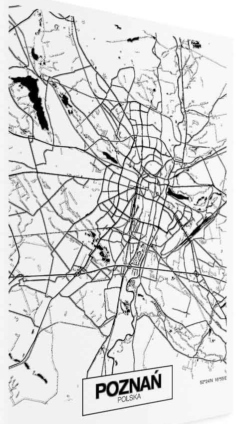 Leinwandbild - City Plan: Poznan (1 Part) Vertical