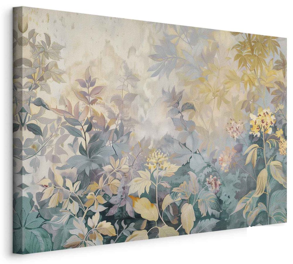 Leinwandbild - Tapestry Pattern with a Meadow and Flowers Kilim with a Spring Motif
