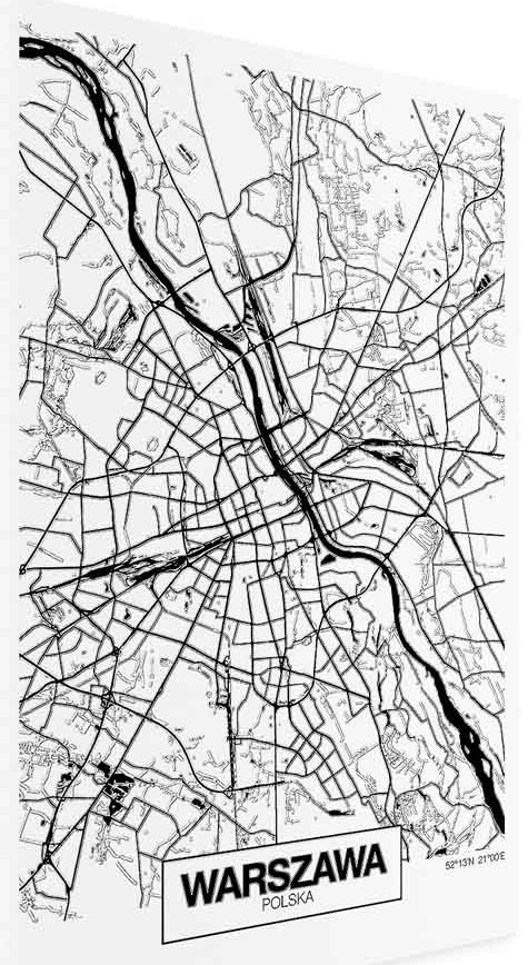 Leinwandbild - City Plan: Warszawa (1 Part) Vertical