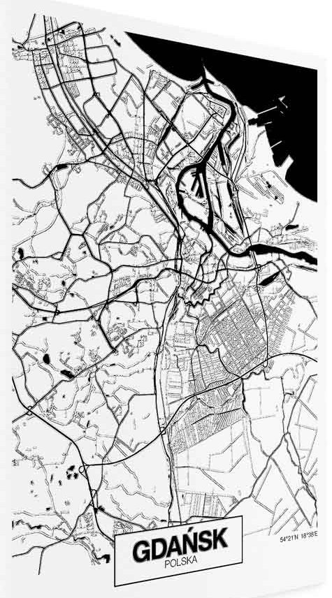 Leinwandbild - City Plan: Gdansk (1 Part) Vertical