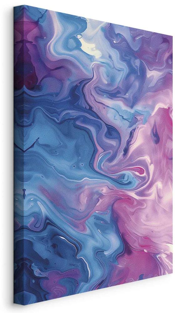 Leinwandbild - Night Flows - Abstract Waves in Shades of Blue and Violet