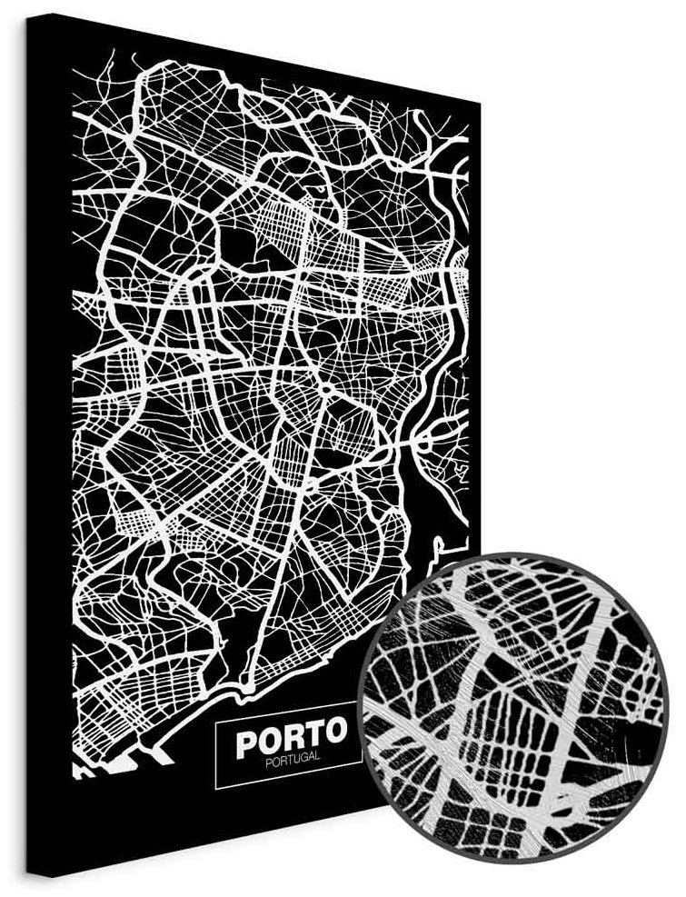 Leinwandbild - Negative Map: Porto (1 Part) Vertical