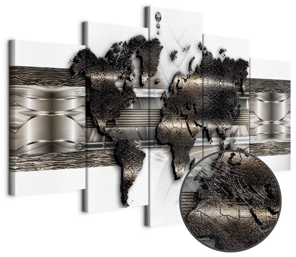 Leinwandbild - Metal World Map II