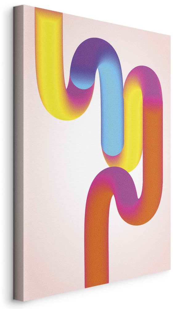 Leinwandbild - Colorful Turns - Dynamic Composition in Shades of Yellow Pink and Blue