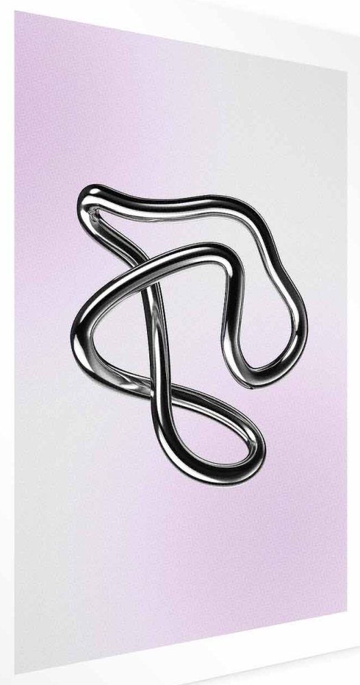 Poster - Silver Intricacies - fluid metallic figure on a gradient background