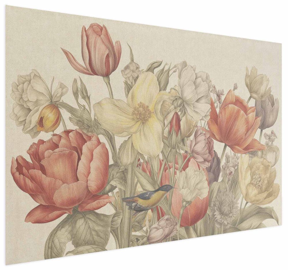 Poster - Flower Bouquet on a Cream Background