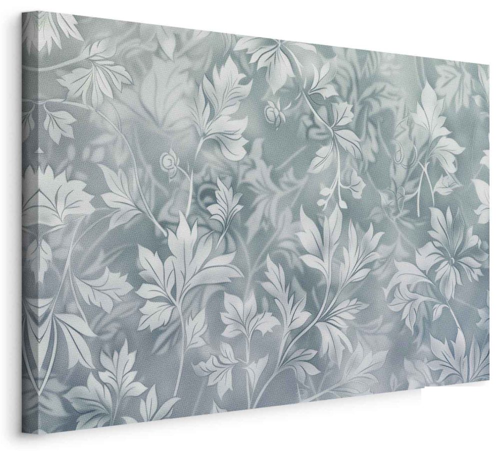 Leinwandbild - Ornaments in Worn Muted Turquoises: Delicate Plant Pattern