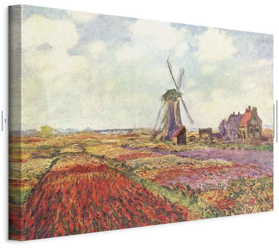 Leinwandbild - Claude Monet – Tulip Fields with Windmill