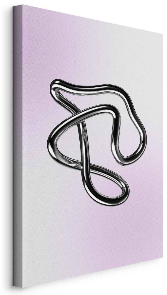 Leinwandbild - Silver Intricacies - Fluid Metallic Figure on a Gradient Background