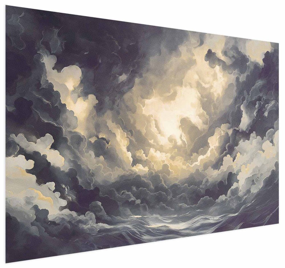 Poster - Epic Play of Light: The Sun Battling for Dominance Over the Clouds