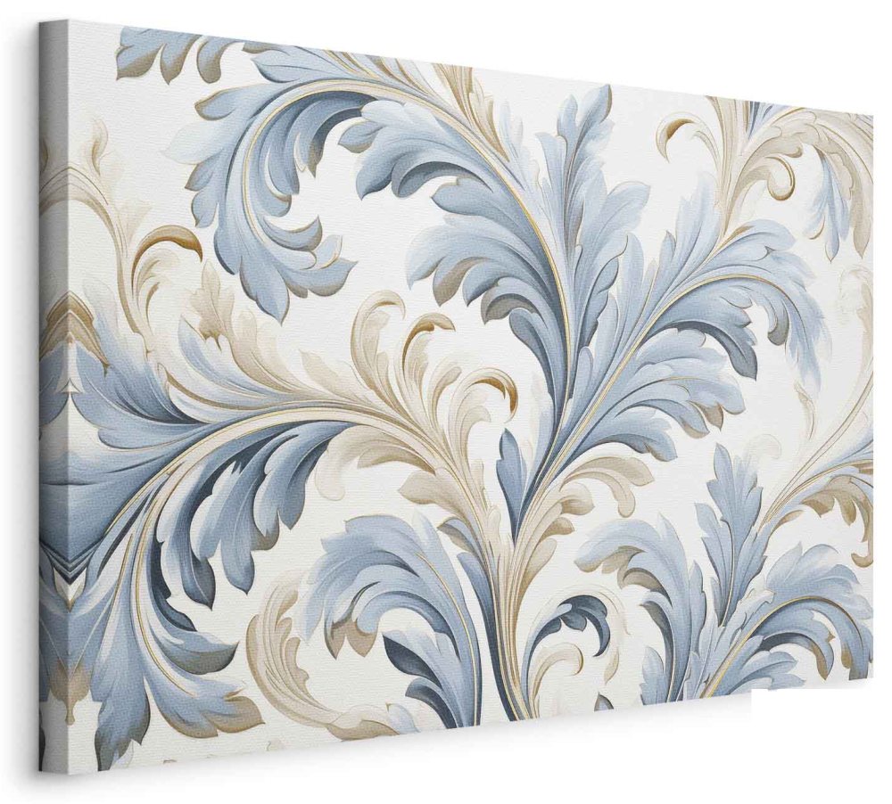 Leinwandbild - Baroque Ornaments in Light Cream-Blue Hues