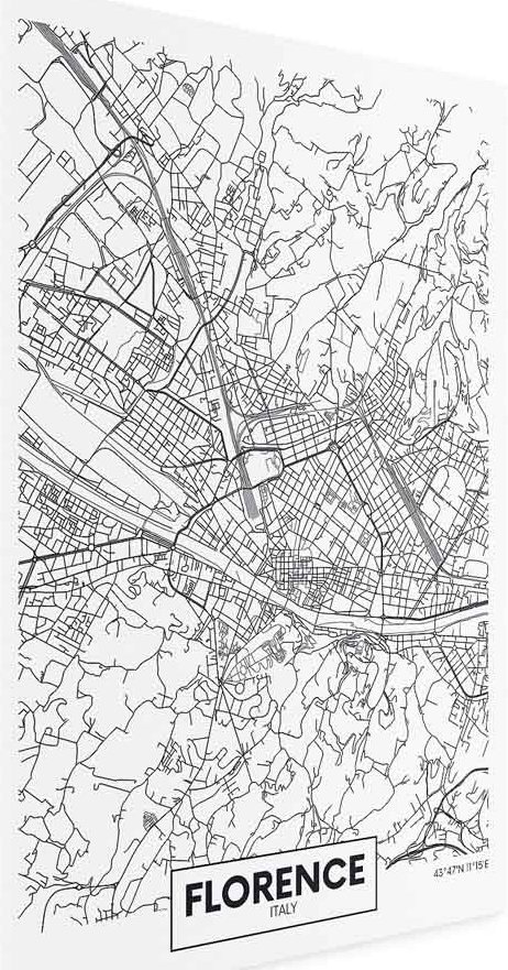Leinwandbild - Florence Map (1 Part) Vertical