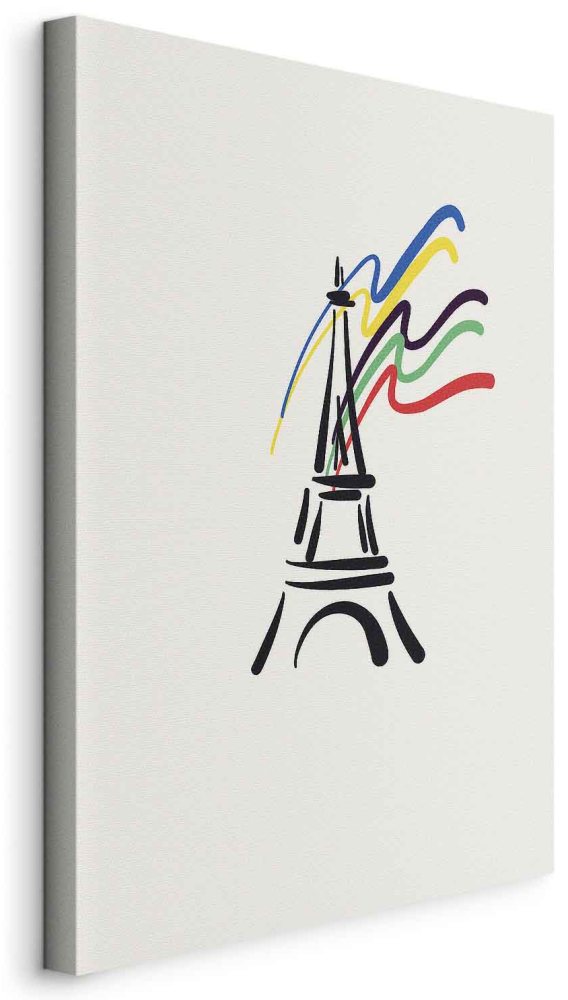Leinwandbild - Eiffel Tower and Colorful Ribbons
